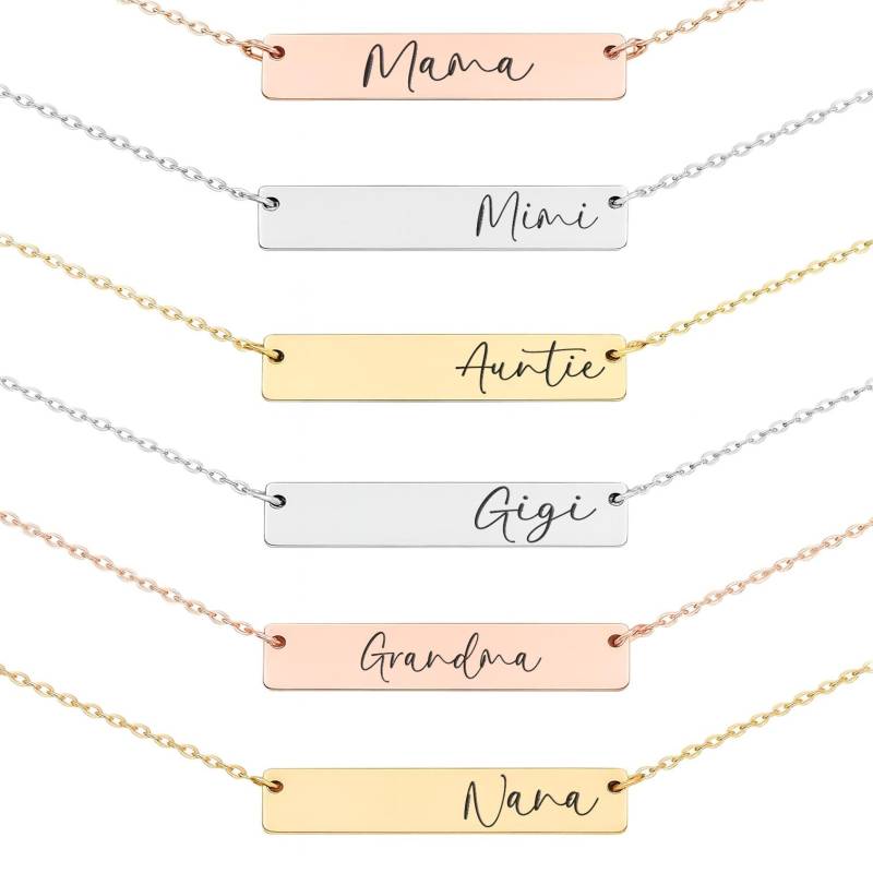Personalisierte Namenskette, Stabkette, Reck, Mama, Tante, Gigi, Oma, Nana, Mimi Geschenk von XOXOandcompany