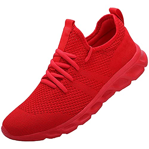 XOXSION Unisex Sportschuhe, Leichtgewichts Atmungsaktive Sneaker Trainer Laufschuhe Sport Schuhe Freizeitschuhe Outdoor Fitness Laufschuhe Walkingschuhe Gym Freizeitschuhe(rot,46) von XOXSION