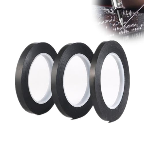 3 Stück 3mm x 66m Whiteboard-Klebeband, selbstklebendes dünnes schwarzes Klebeband schwarzes Whiteboard-Klebeband für Büro, Schule, Grafik, Rasterung und Markierung von XOXVURI