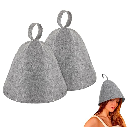 Saunahut Filz Sauna Hut Mütze Filzhut Saunamütze Filzkappe Saunakappe Duschkappe Badekappe Duschhaube für Damen und Herren (Grau) von XOXVURI