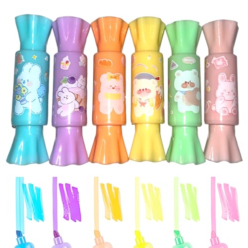 XOXVURI 12 Stück Mini Highlighter Candy Textliner Pens For Children Students Funny Pens Stationery Cute Kawaii Highlighter Marker For Gifts Party Birthday School Party Bag Fillings von XOXVURI