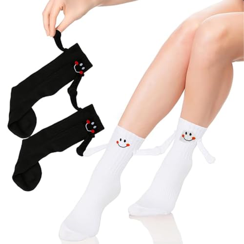 XOXVURI 2 Pairs Of Magnetic Socks With Hands Birthday 35-43 Hand In Hand Socks With Magnetic Arms Funny Silly Gifts For Men Women Friends Family Partner Couple Children Party von XOXVURI