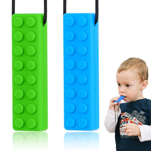 XOXVURI 2 Stück Sensory Chewing Necklace Kaukette Für Kinder Best For Children Or Adults Who Like Biting Or Autism Durable And Strong Silicone Chew Toy Chew Chain For Boys And Girls von XOXVURI