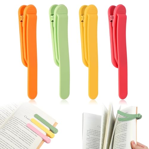 XOXVURI 4 Stück Automatisches Lesezeichen Lesezeichen Personalisiert Automatic Bookmark Silikon Lesezeichen Kinder Süßes Intelligentes Lesezeichen Für Frauen Männer Leseliebhaber von XOXVURI