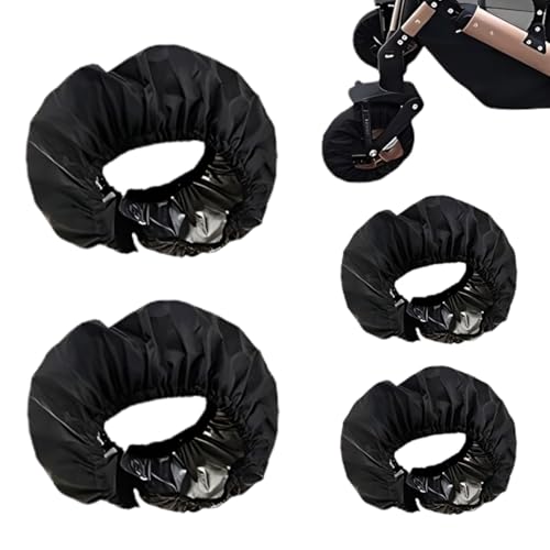 XOXVURI 4-Teilige Kinderwagen Reifen Überzieher,Durchmesser 12-18CM Wasserdichte Radschutzhülle Oxford Stoff, Kinderwagen Radabdeckung Rollstuhlschutzabdeckung Staubdicht Kinderwagen Zubehör von XOXVURI