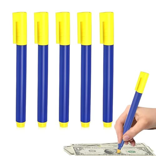 XOXVURI 5 Stück Geldscheinprüfer Stift Banknote Checker Pen Money Checker Pen Counterfeit Money Pen Test Pen Counterfeit Currency Test Pen Counterfeit Money Checker Money Tester von XOXVURI