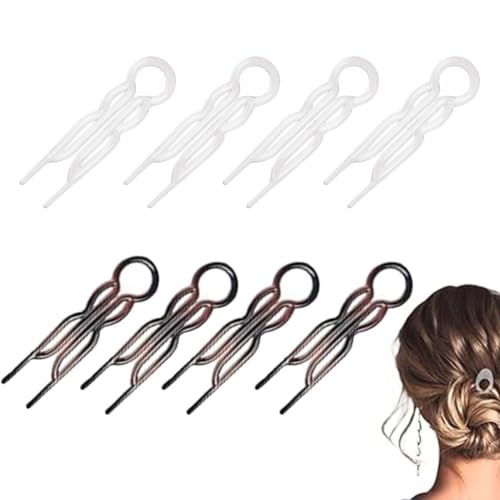 XOXVURI 8 Stück Haarnadeln, Kunststoff U-förmige Grip Haarnadeln Starke Langlebige Pins für Frauen Haarstyling Zubehör(4 Schildpatt + 4 Klar) von XOXVURI