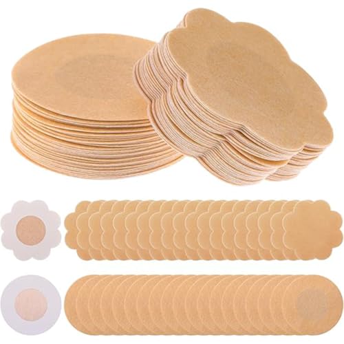 XOXVURI 80 Stück Nippelabdeckungen, Unsichtbare Einweg Nippelpads, Natürliche Unsichtbare Selbstklebend Nippelaufkleber nippelpads männer nippelcover nipple cover nipplies (Blume, rund) von XOXVURI