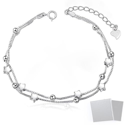 XOXVURI Armbänder für Frauen Sterling Silber Armband Frauen Armband Silber Armband für Frauen 925 Silber Stern Armband Perle Armband Geschenke für sie Armbänder für Frauen Armbänder für Frauen von XOXVURI
