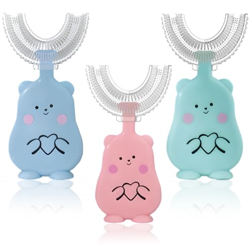 XOXVURI Children'S U Shaped Toothbrush Pack Of 3 Silicone Children'S Toothbrush 360 Degree Toothbrush For Whole Mouth U Shape 2-6 Years Manual Toothbrush Massage Gums (2-6 Years) von XOXVURI