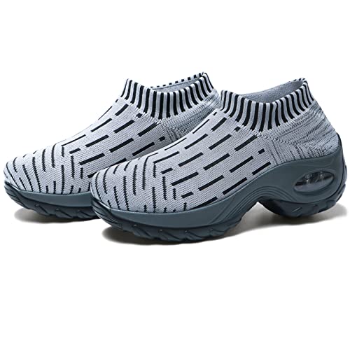 Straßenlaufschuhe Damen Sportschuhe Leichte Atmungsaktive Walkingschuhe Fitness Fashion Sneaker Turnschuhe Hellgrau Größe 42 von XPERSISTENCE