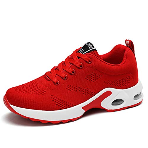 XPERSISTENCE Damen Laufschuhe Atmungsaktiv rutschfeste Fitness Straßenlaufschuhe Sportschuhe Mode Freizeitschuhe Sneaker Rot 35 EU von XPERSISTENCE