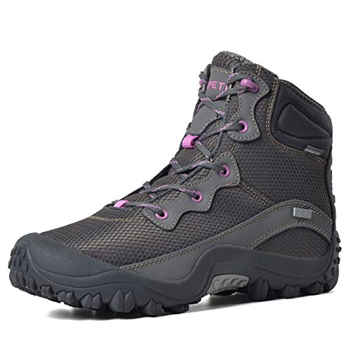 XPETI Dimo Wanderschuhe Damen Wasserdichte Atmungsaktiv Trekkingschuhe Frauen rutschfeste Hikingschuhe Bergschuhe Outdoor Sports Wandern Grau EU 36 von XPETI