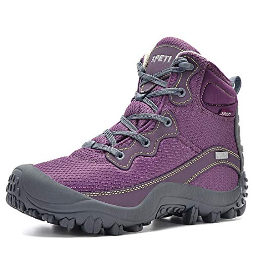 XPETI Dimo wasserdichte Wanderschuhe Damen Outdoorschuhe Leicht Trekkingschuhe rutschfeste Bergschuhe Frauen Sommer Lila EU 37 von XPETI