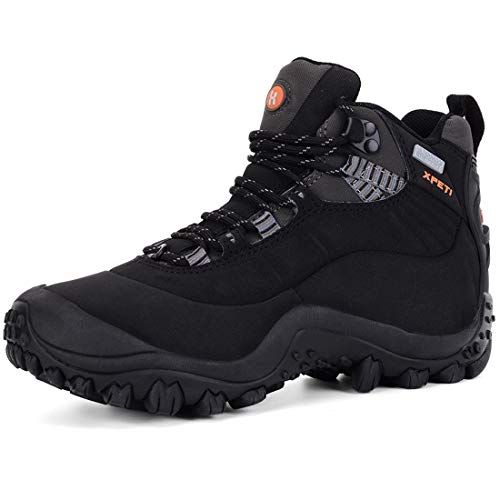 XPETI Thermator wasserdichte Wanderstiefel Herren Trekkingschuhe Männer Wanderschuhe Bergschuhe Outdoorschuhe Wandern, Schwarz M, 44.5 EU von XPETI