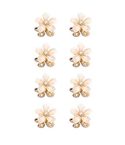 8er-Pack Mini-Diamant-Haarspangen, kleine Haarspangen, Blumen-Haarspangen, Damen-Haarschmuck, tägliche Haarspangen, Party-Haarspangen, Hochzeits-Haarspangen (weiß) von XPEX