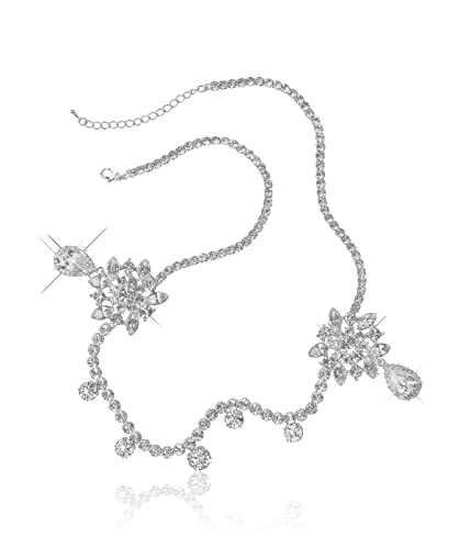 XPEX 1 Packung Kopfkette Prinzessin verkleiden Kristall Kopfbedeckung Mädchen Stirnband, Strass Tiara Haarschmuck für Prinzessin Geburtstagsfeier Gastgeschenke, Silber von XPEX