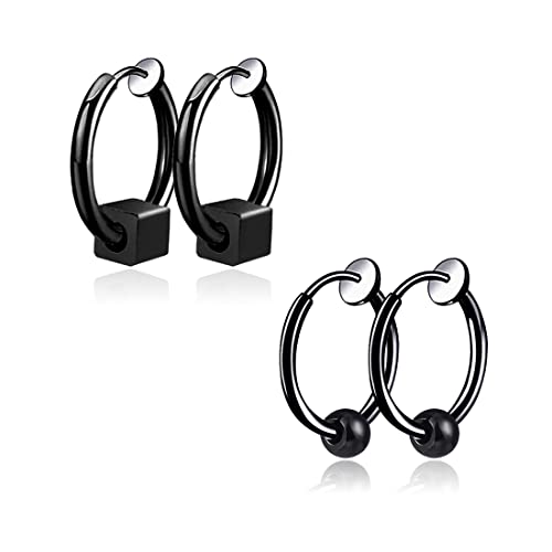 XPEX 2 Paar Creolen Free Piercing Ohrringe, Vintage Fake Piercing Schmuck Ohrringe, Creolen Punk Hip Hop Ohrringe für Männer und Frauen, 2 Stile, Hypoallergen von XPEX