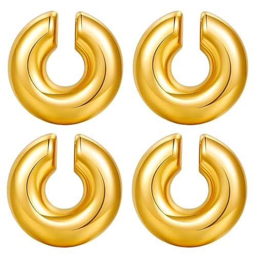 XPEX 2 Paar Ear Cuff Gold, Earcuffs Gold, Chunky Gold Ohrringe Für Damen, Leichte Edelstahl Hohle Offene Creolen Mit Vergoldete, Hypoallergen Modeschmuckgeschenke Für Frauen Und Mädchen(Gold) von XPEX