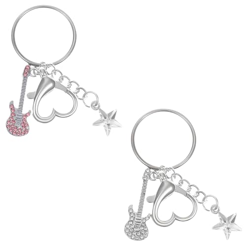 XPEX 2 Stück cute keychain Y2K Ästhetische Gitarre Schlüsselanhänger Niedlicher Schlüsselanhänger für Mädchen Frauen Taschenanhänger Anhänger von XPEX