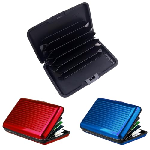XPEX 2 Stück scheckkartenetui karten etui rfid blocker kartenhülle Kredit Kartenetui mit Münzfach & Rfid Schutz Aluminium Card Holder Wasserdichtes für Kreditkarten Personalausweis EC-Karten von XPEX