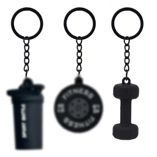 XPEX 3 Stück schlüsselanhänger männer schlüsselanhänger lustig Hantel Schlüsselanhänger fitness geschenke männer Inklusive Langhantelplatten + Wasserflaschen + Hanteln von XPEX