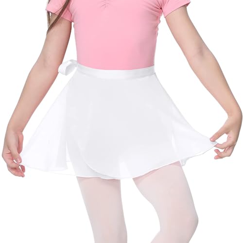 XPEX Ballettkleidung mädchen Ballettkleid mädchen Tanzkleid mädchen Mädchen Ballett aus transparentem Chiffon antistatisch lockerluftiger Ballettrock zum Binden für Kinder（Weiß） von XPEX