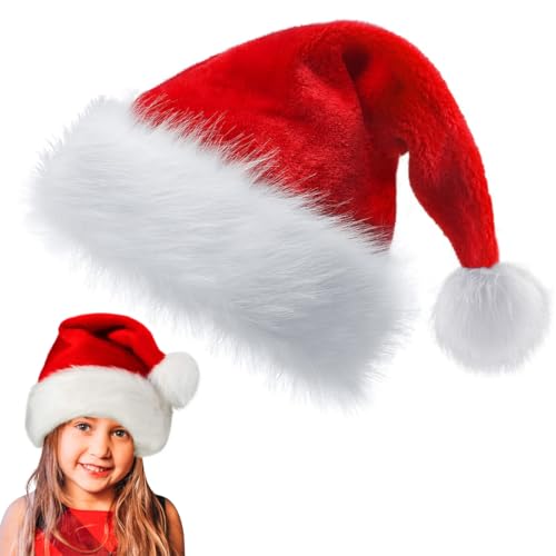 XPEX Weihnachtsmütze Nikolausmütze Erwachsene Plüsch Rand Weihnachtsfeier Rote Santa Mütze Nikolaus Warm Dicker Fellrand Weihnachtsmann Mütze Für Herren/Damen von XPEX