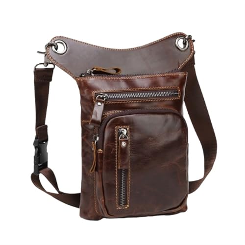Beintasche Motorrad mit wasserabweisendem Material Herren Rindsleder Oberschenkel Drop Beintasche Herren Motorrad Hüftgurt Gürteltasche Hüfttaschen Echtes Leder Umhängetasche(Coffee) von XPJYUA