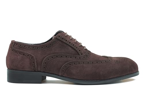 Xposed Herren Oxford-Schuhe aus echtem Wildleder mit Flügelspitze, Schwarz/Braun, Full-Brogue-Schnürung [DF8211-K11-BLACK-11UK] von Xposed