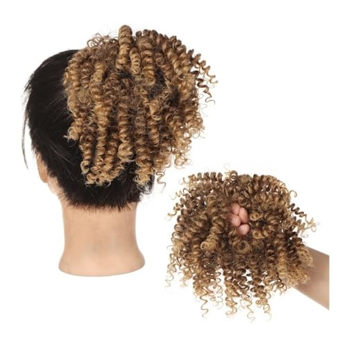 Bun Haarteile Afro Kinky Curly Pferdeschwanz-Haarverlängerungen for Frauen, elastisches Gummiband, unordentlicher lockiger Dutt, Haarteile(10T27) von XPSHP25112