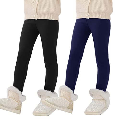 XPXGMT 2 Pack Dickes Winter-Baumwollfleece Gefüttert Mädchen Leggings 6-7 Jahre(130) von XPXGMT