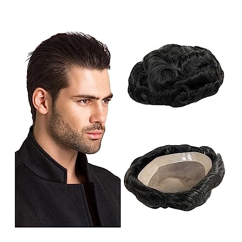 Herren Toupet Echthaar-Toupet for Männer, feines Mono und NPU um Herren-Toupet, indisches Remy-Haarteil, Haarersatz-Systemeinheit, atmungsaktive männliche Haarprothesen Herrenperücke (Color : 30mm Wa von XPYGF565