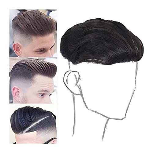 Herren Toupet Kurze gerade synthetische Herrenperücke for Männer, natürlich, realistisch, Toupet-Haarteil, Clip-in-Haarverlängerung for Abdecken von weißem Haarausfall, Toupet, ohne Kleber Herrenperüc von XPYGF565