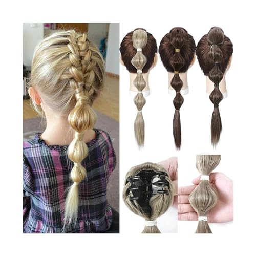 Pferdeschwanz Haarverlängerung Bubble Braid Pferdeschwanz-Verlängerung for Frauen, 45,7 cm lang, gerade, geflochtene Pferdeschwanz-Haarverlängerung, Klaue for Anklipsen in synthetischen Pferdeschwanz- von XPYGF565