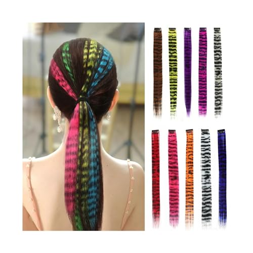 Pferdeschwanz Haarverlängerung Feder-Haarverlängerung, 45,7 cm, farbiges Kunsthaar, Feder, bunte Kunsthaarverlängerung, gemischte Farben, glatte Haarteile for Frauen und Mädchen Ponytail Braid Extensi von XPYGF565