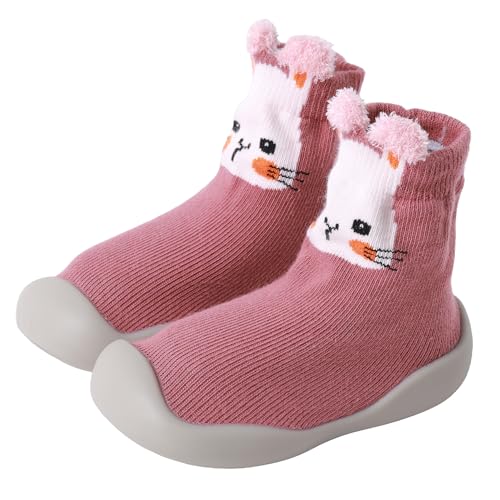 XQ&XG Baby rutschfeste Lauflernschuhe Kleinkind Cartoon rutschfeste Sockenschuhe Baby Schuhe Weicher Stricken Kinderschuhe Unisex Babybodenschuhe Hausschuhe für Mädchen Junge von XQ&XG
