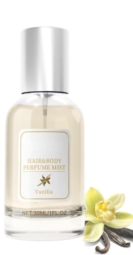 Haarparfüm, 30 ml Zitrus-Vanille-Feuchtigkeits-Glanzspray, strahlender Haar- und Körperglanz, tragbarer Duft, pflegend und feuchtigkeitsspendend, langanhaltend, Eau de Toilette Spray von XQBBWXYXY