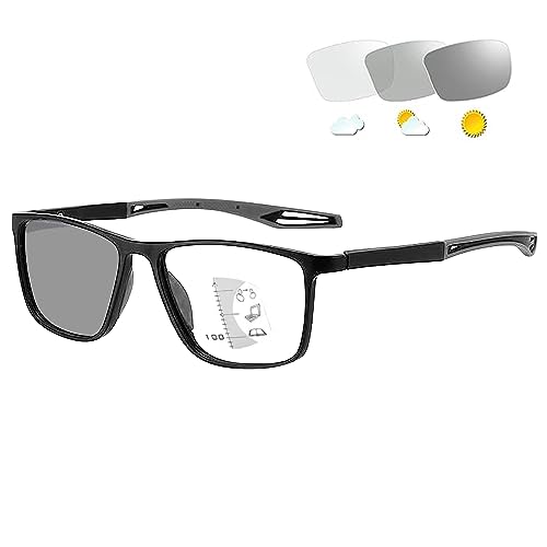 XQZMD Photochrome Progressive Multifokus Lesebrille, Selbsttönende Lesebrille, Anti-Blaulicht Lesebrille, UV-Schutz Sonnenbrille für Männer und Frauen, zum Lesen im Freien (2.5) von XQZMD