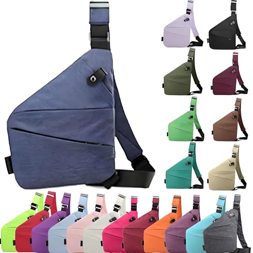 Anti Diebstahl Tasche, Umhängetasche, Schultertasche, Brusttasche, Diebstahlsichere Tasche, Anti-Diebstahl, Sicherheitstasche Reise für Damen und Herren,Rechten Schulter- Blau von XRDSHY