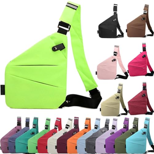 Anti Diebstahl Tasche, Umhängetasche, Schultertasche, Brusttasche, Diebstahlsichere Tasche, Anti-Diebstahl, Sicherheitstasche Reise für Damen und Herren,Rechten Schulter- Fluorgrün von XRDSHY