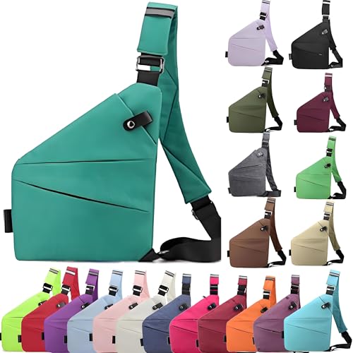 Anti Diebstahl Tasche, Umhängetasche, Schultertasche, Brusttasche, Diebstahlsichere Tasche, Anti-Diebstahl, Sicherheitstasche Reise für Damen und Herren,Rechten Schulter- Grün von XRDSHY