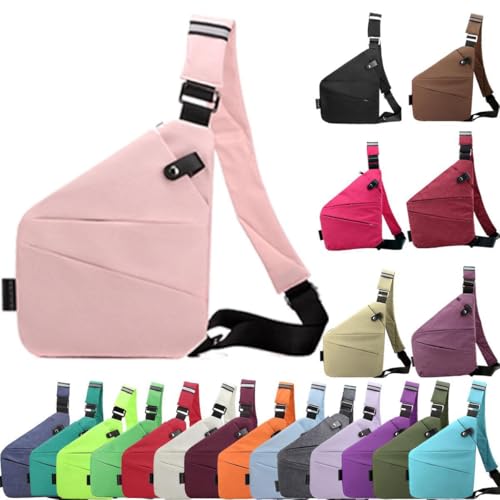 Anti Diebstahl Tasche, Umhängetasche, Schultertasche, Brusttasche, Diebstahlsichere Tasche, Anti-Diebstahl, Sicherheitstasche Reise für Damen und Herren,Rechten Schulter- Hellpink von XRDSHY
