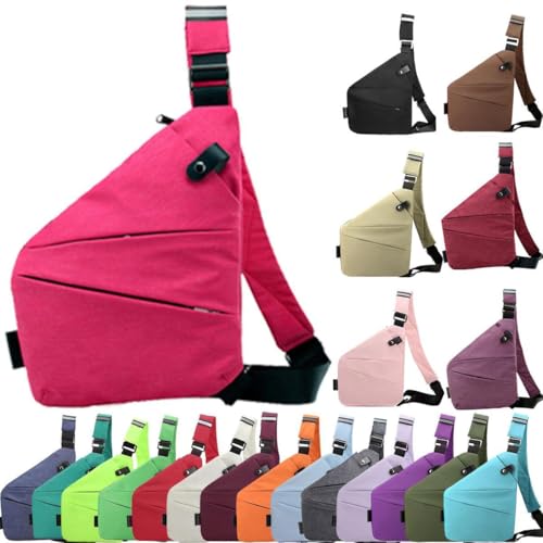 Anti Diebstahl Tasche, Umhängetasche, Schultertasche, Brusttasche, Diebstahlsichere Tasche, Anti-Diebstahl, Sicherheitstasche Reise für Damen und Herren,Rechten Schulter- Pink von XRDSHY