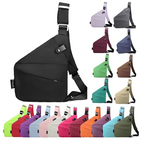 Anti Diebstahl Tasche, Umhängetasche, Schultertasche, Brusttasche, Diebstahlsichere Tasche, Anti-Diebstahl, Sicherheitstasche Reise für Damen und Herren,Rechten Schulter-Schwarz von XRDSHY