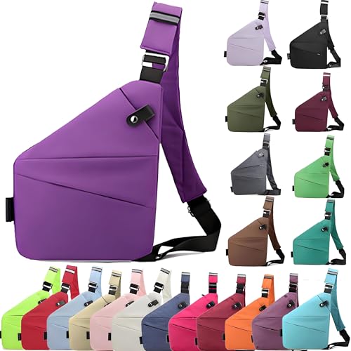 Anti Diebstahl Tasche, Umhängetasche, Schultertasche, Brusttasche, Diebstahlsichere Tasche, Anti-Diebstahl, Sicherheitstasche Reise für Damen und Herren,Rechten Schulter- Violett von XRDSHY