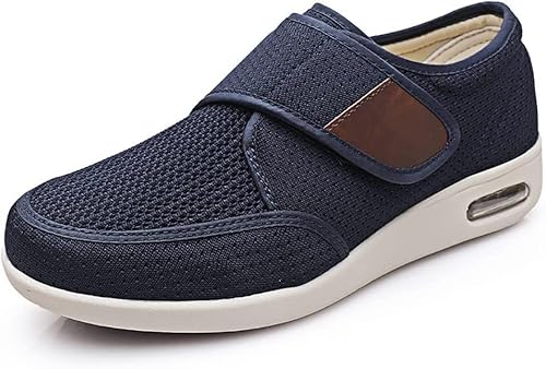 XRDSHY Diabetiker Schuhe Herren Damen Extra Breit mit Klettverschluss，Schuhe Für Geschwollene Füße，Leicht Gesundheitsschuhe Senioren rutschfest Turnschuhe Hausschuhe,Blue Blau-42EU/Lable45 von XRDSHY