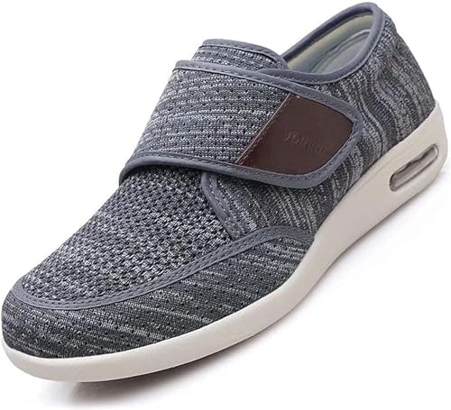 XRDSHY Diabetiker Schuhe für Geschwollene Füße, Senioren Schuhe Mit Klettverschluss Herren Damen Diabetiker Hausschuhe, Spezialschuh Gesundheitsschuhe, Präventivschuhe,Dark Gray-39EU/Lable41 von XRDSHY