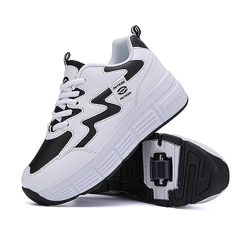 XRDSHY Schuhe Mit Rollen für Junge Mädchen - Kinder Sportschuhe, Skateboard Sneakers - Schwarz1-42EU von XRDSHY