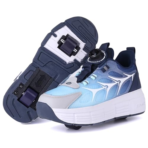 XRDSHY Schuhe Mit Rollen für Junge Mädchen Kind Sportschuhe mit Rollen Kinder Skateboard Schuhe Kinderschuhe Mit Rollen Skate Schuhe Trainer Sneakers Rollen SchuheBlue3-31 EU von XRDSHY